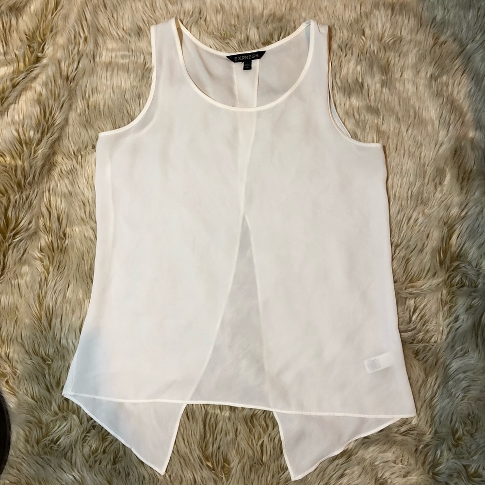Express Sheer White Bare Back Blouse